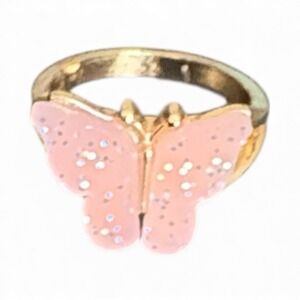 Pink Enamel Butterfly Ring – Gold Tone Kids' Ring (Unknown Size)